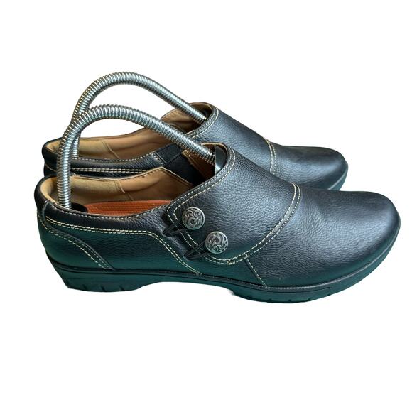 Clarks Unstructured Black Slip On Leather Loafers Size 9.5 - Picture 4 of 7